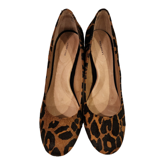LAND'S END Calf hair and Black Suede leather Leopard print heels SIZE 6.5M - Picture 5 of 12